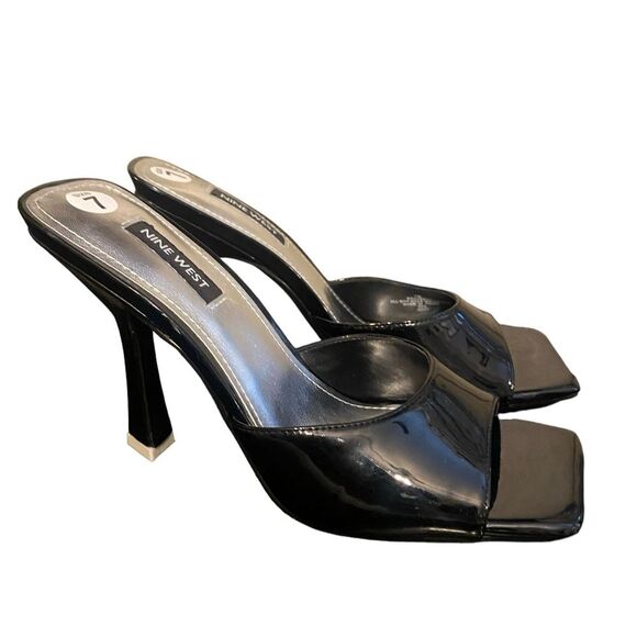 NEW Nine West Womens Aurea 3 Black Slip On Open Toe Heels size 7 - Picture 5 of 8